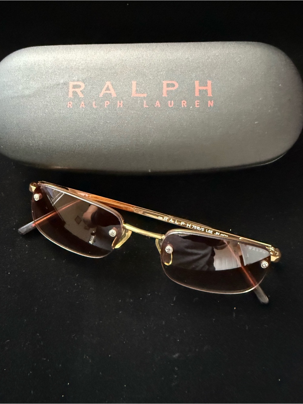 Vintage Ralph Lauren RALPH 7515/S Rimless Sunglasses Brown Lenses with Case